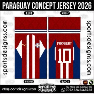 Download PARAGUAY CONCEPT JERSEY 2026. Premium sublimation football shirt design, editable AI file for custom soccer kits and printing. Professional PARAGUAY CONCEPT JERSEY 2026. This high-quality vector file is идеально suited for sublimation printing, custom football kits, and sportswear brands. Fully editable and ready for production.