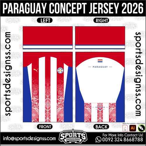 PARAGUAY CONCEPT JERSEY 2026. PARAGUAY CONCEPT JERSEY 2026, PARAGUAY CONCEPT JERSEY 2026.PARAGUAY CONCEPT JERSEY 2026, PARAGUAY CONCEPT JERSEY 2026, PARAGUAY CONCEPT JERSEY 2026 SHIRT VECTOR, NEW PARAGUAY CONCEPT JERSEY 2026 2022/23. Sublimation Football Shirt Pattern, Soccer JERSEY Printing Files, Football Shirt Ai Files, Football Shirt Vector, Football Kit Vector, Sublimation Soccer JERSEY Printing Files,