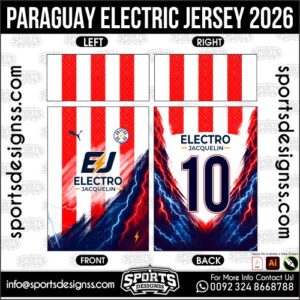 Download PARAGUAY ELECTRIC JERSEY 2026. Premium sublimation football shirt design, editable AI file for custom soccer kits and printing. Professional PARAGUAY ELECTRIC JERSEY 2026. This high-quality vector file is ΠΈΠ΄Π΅Π°Π»ΡΠ½ΠΎ suited for sublimation printing, custom football kits, and sportswear brands. Fully editable and ready for production.