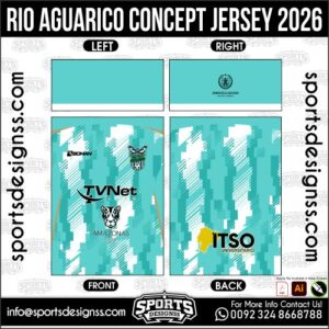 Download RIO AGUARICO CONCEPT JERSEY 2026. Premium sublimation football shirt design, editable AI file for custom soccer kits and printing. Professional RIO AGUARICO CONCEPT JERSEY 2026. This high-quality vector file is идеально suited for sublimation printing, custom football kits, and sportswear brands. Fully editable and ready for production.