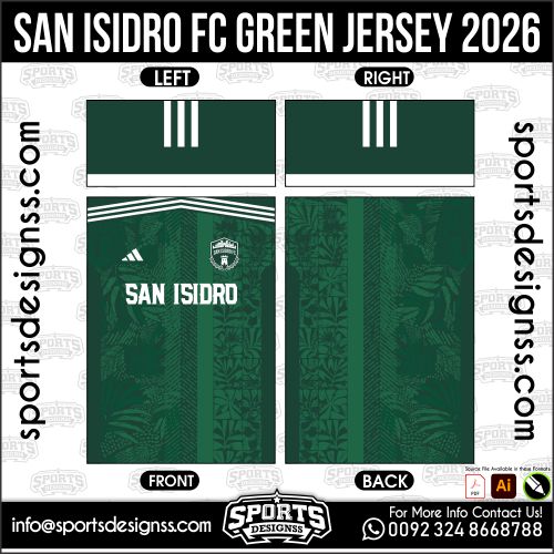 Download SAN ISIDRO FC GREEN JERSEY 2026. Premium sublimation football shirt design, editable AI file for custom soccer kits and printing. Professional SAN ISIDRO FC GREEN JERSEY 2026. This high-quality vector file is идеально suited for sublimation printing, custom football kits, and sportswear brands. Fully editable and ready for production.