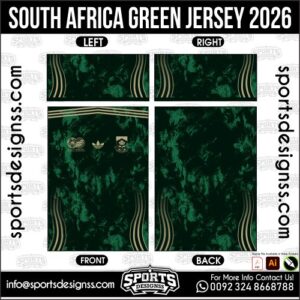 Download SOUTH AFRICA GREEN JERSEY 2026. Premium sublimation football shirt design, editable AI file for custom soccer kits and printing. Professional SOUTH AFRICA GREEN JERSEY 2026. This high-quality vector file is идеально suited for sublimation printing, custom football kits, and sportswear brands. Fully editable and ready for production.