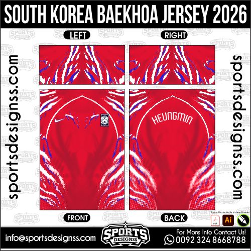 Download SOUTH KOREA BAEKHOA JERSEY. Premium sublimation football shirt design, editable AI file for custom soccer kits and printing. Professional SOUTH KOREA BAEKHOA JERSEY. This high-quality vector file is идеально suited for sublimation printing, custom football kits, and sportswear brands. Fully editable and ready for production.