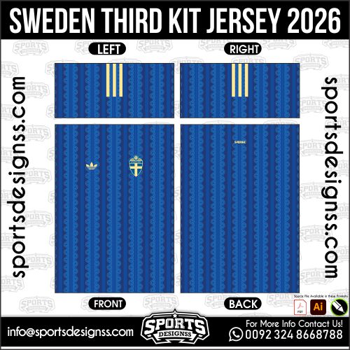 Download SWEDEN THIRD KIT JERSEY 2026. Premium sublimation football shirt design, editable AI file for custom soccer kits and printing. Professional SWEDEN THIRD KIT JERSEY 2026. This high-quality vector file is идеально suited for sublimation printing, custom football kits, and sportswear brands. Fully editable and ready for production.