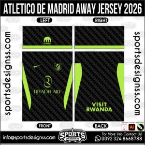 Atletico de Madrid Away Jersey 2026 Sublimation Design Template Editable AI CDR EPS PDF SVG Football Soccer Jersey Vector Print Ready