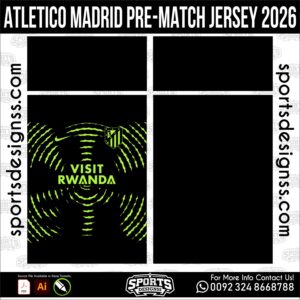 Atletico Madrid Pre-Match Jersey 2026 - football shirt vector for sublimation printing