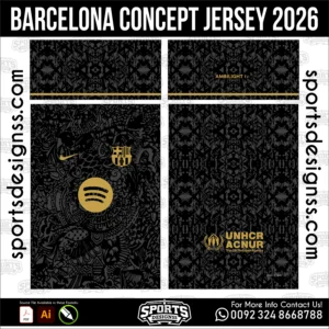 Barcelona Concept Jersey 2026 - football shirt vector for sublimation printing
