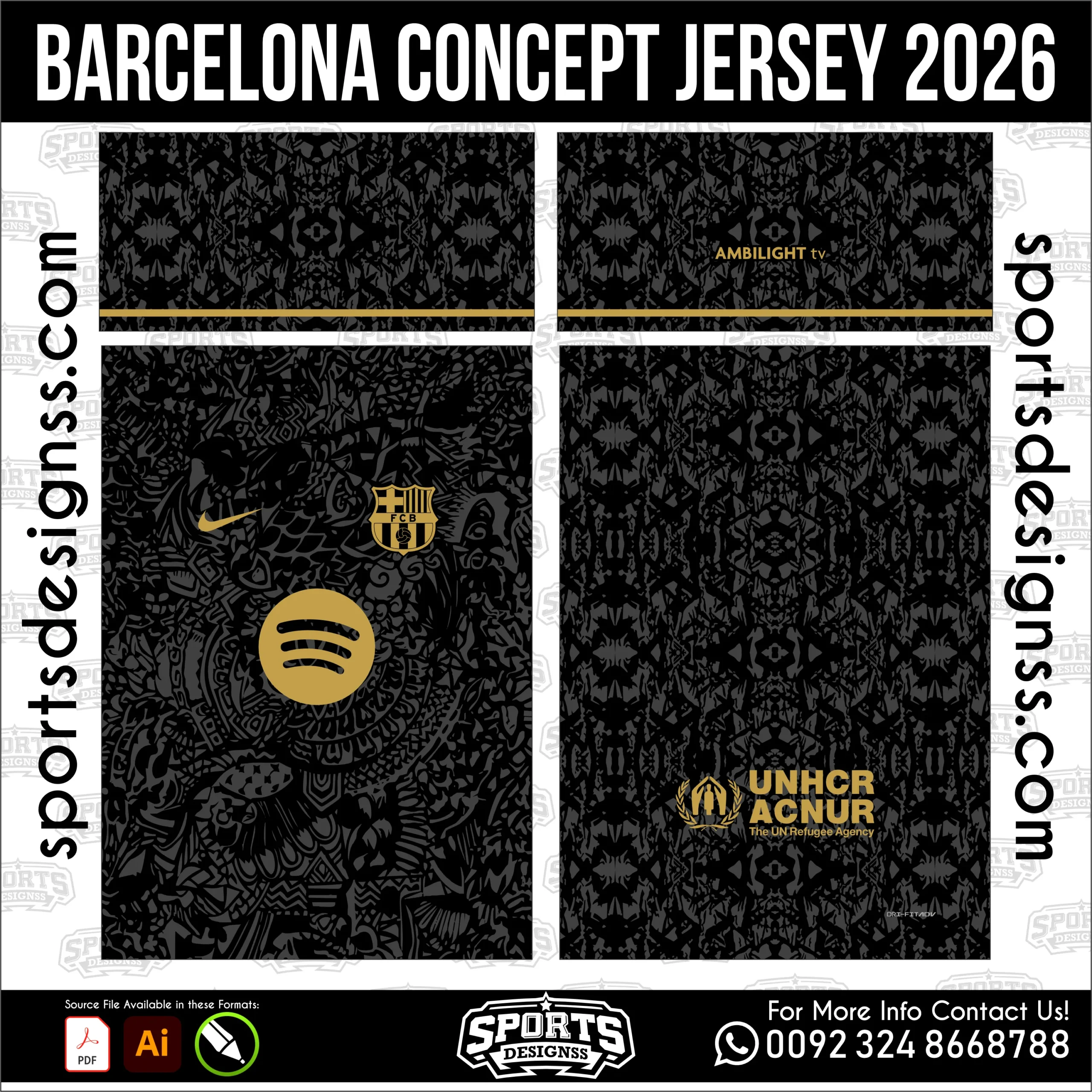 Barcelona Concept Jersey 2026 - football shirt vector for sublimation printing