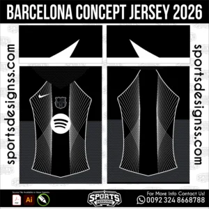 Barcelona Concept Jersey 2026 - football shirt vector for sublimation printing