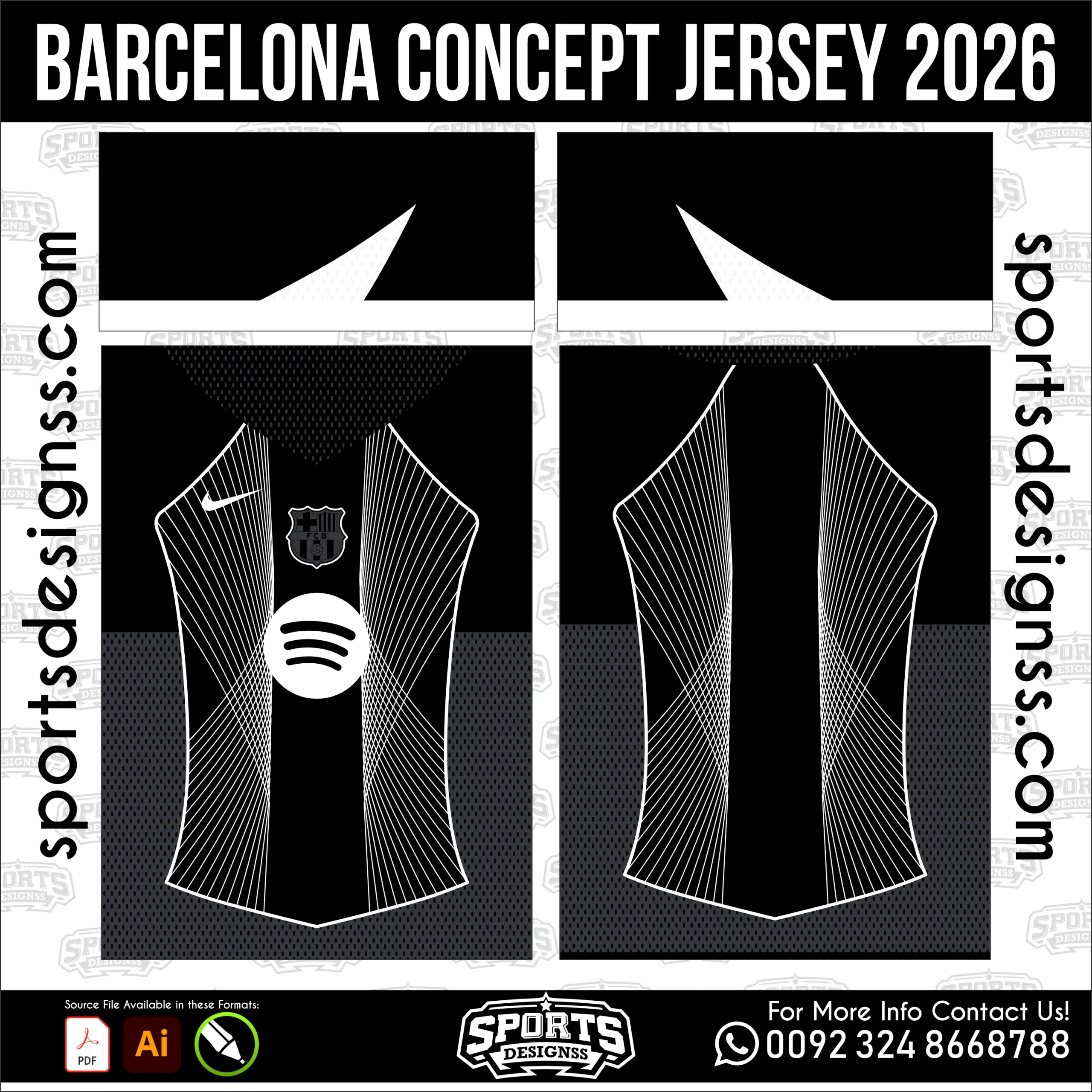 Barcelona Concept Jersey 2026 - football shirt vector for sublimation printing