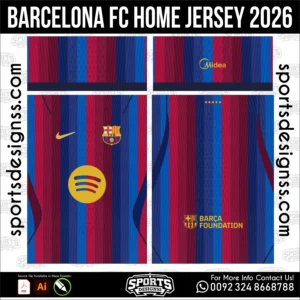 Barcelona FC Home Jersey 2026 - football shirt vector for sublimation printing