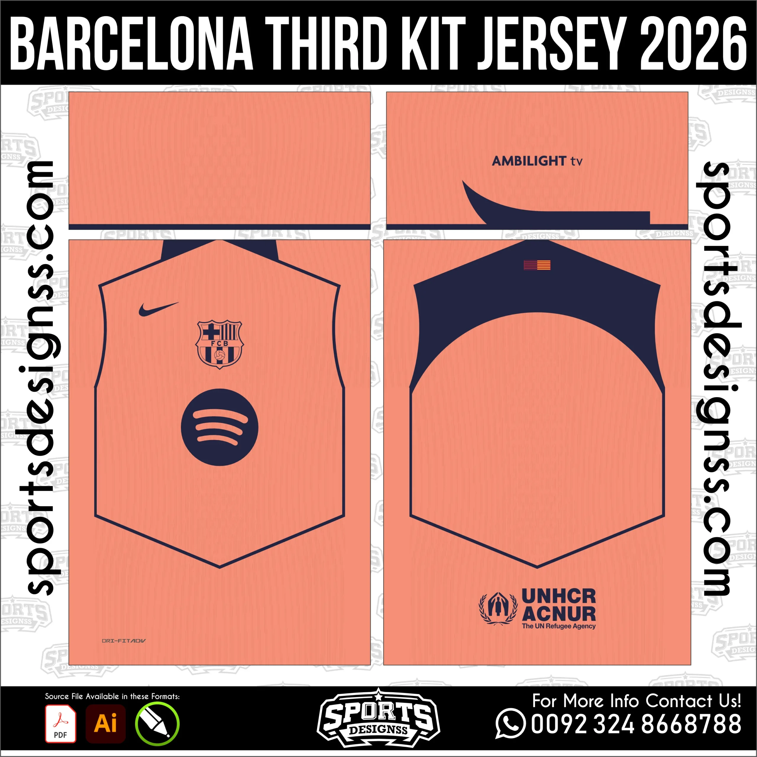 Barcelona Third Kit Jersey 2026 - football shirt vector for sublimation printing