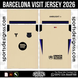 Barcelona Visit Jersey 2026 - football shirt vector for sublimation printing