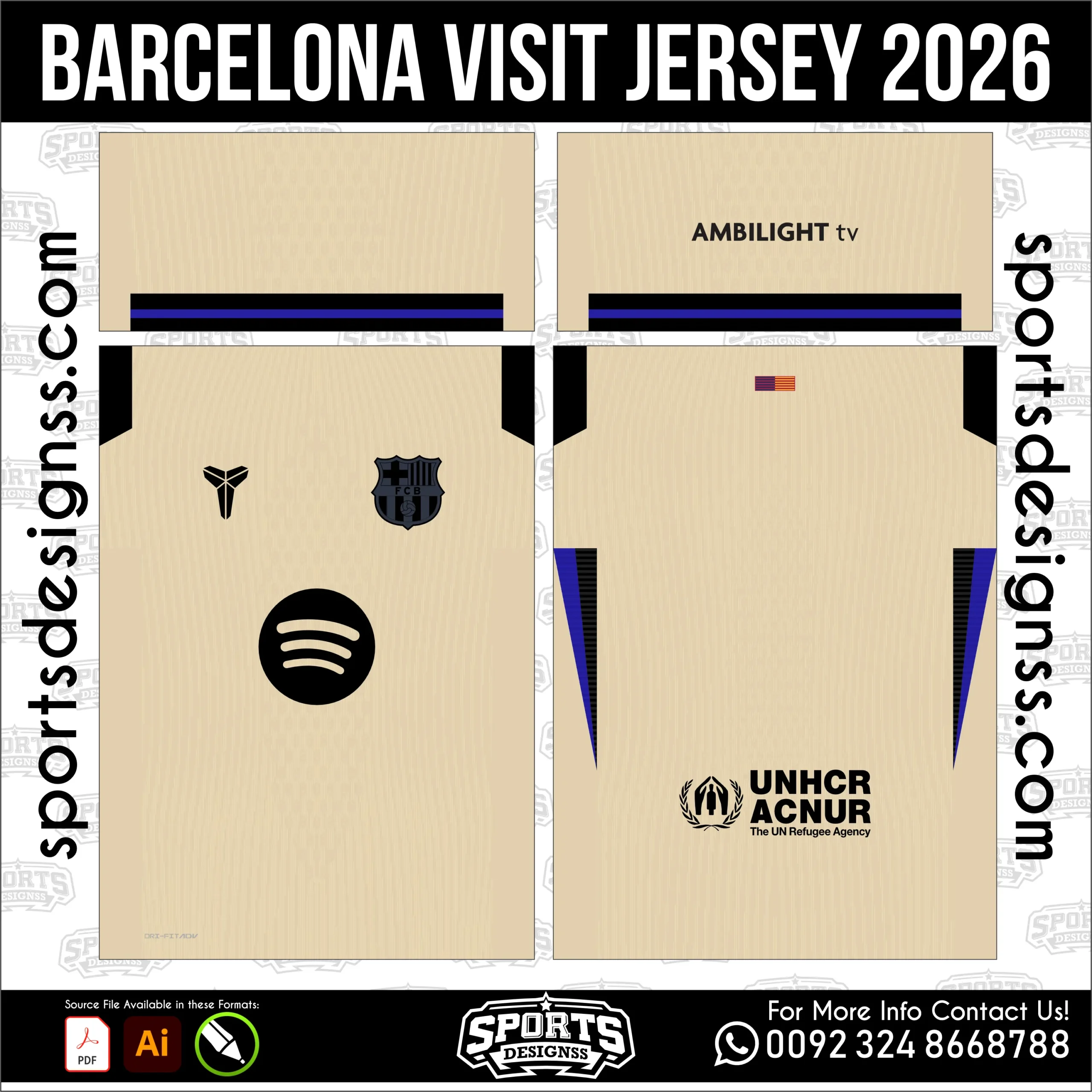 Barcelona Visit Jersey 2026 - football shirt vector for sublimation printing