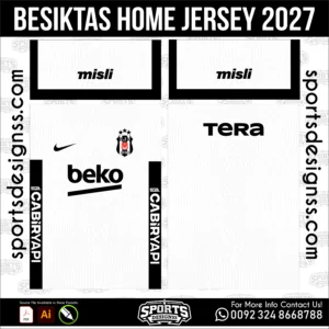 Besiktas Home Jersey 2027 - football shirt vector for sublimation printing