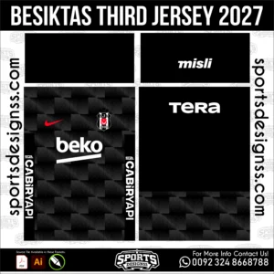 Besiktas Third Jersey 2027 - football shirt vector for sublimation printing