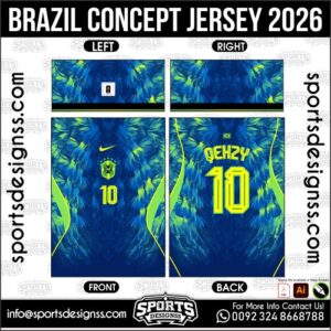 Brazil Concept Jersey 2026 Sublimation Design Template Editable AI CDR EPS PDF SVG Football Soccer Jersey Vector Print Ready