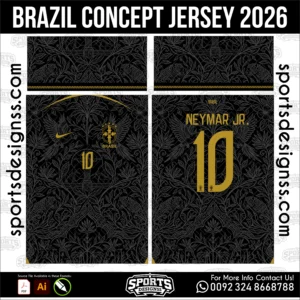 Brazil Concept Jersey 2026 - football shirt vector for sublimation printing