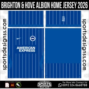 Brighton & Hove Albion Home Jersey 2026 - football shirt vector for sublimation printing