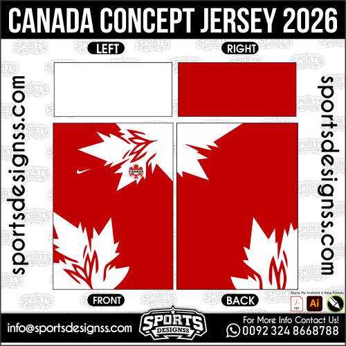 Canada Concept Jersey 2026 Sublimation Design Template Editable AI CDR EPS PDF SVG Football Soccer Jersey Vector Print Ready