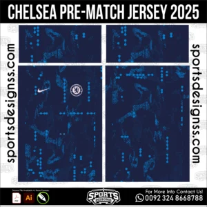 Chelsea Pre-Match Jersey 2025 - football shirt vector for sublimation printing