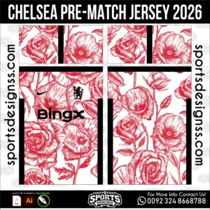 Chelsea Pre-Match Jersey 2026 - football shirt vector for sublimation printing