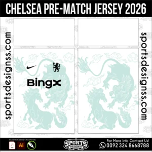 Chelsea Pre-Match Jersey 2026 - football shirt vector for sublimation printing