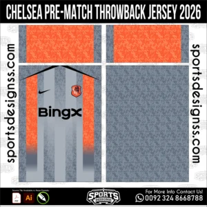 Chelsea Pre-Match Throwback Jersey 2026 - football shirt vector for sublimation printing