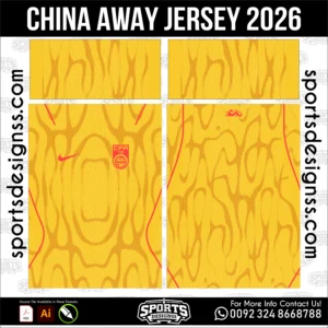 China Away Jersey 2026 - football shirt vector for sublimation printing