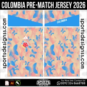 Colombia Pre-Match Jersey 2026 - football shirt vector for sublimation printing