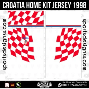 Croatia Home Jersey 1998 - classic checkerboard football shirt vector for sublimation printing