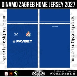 Dinamo Zagreb Home Jersey 2027 - football shirt vector for sublimation printing