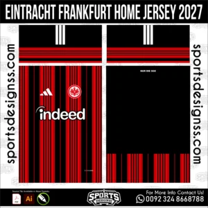 Eintracht Frankfurt Home Jersey 2027 - football shirt vector for sublimation printing