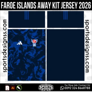 Faroe Islands Away Jersey 2026 - football shirt vector for sublimation printing
