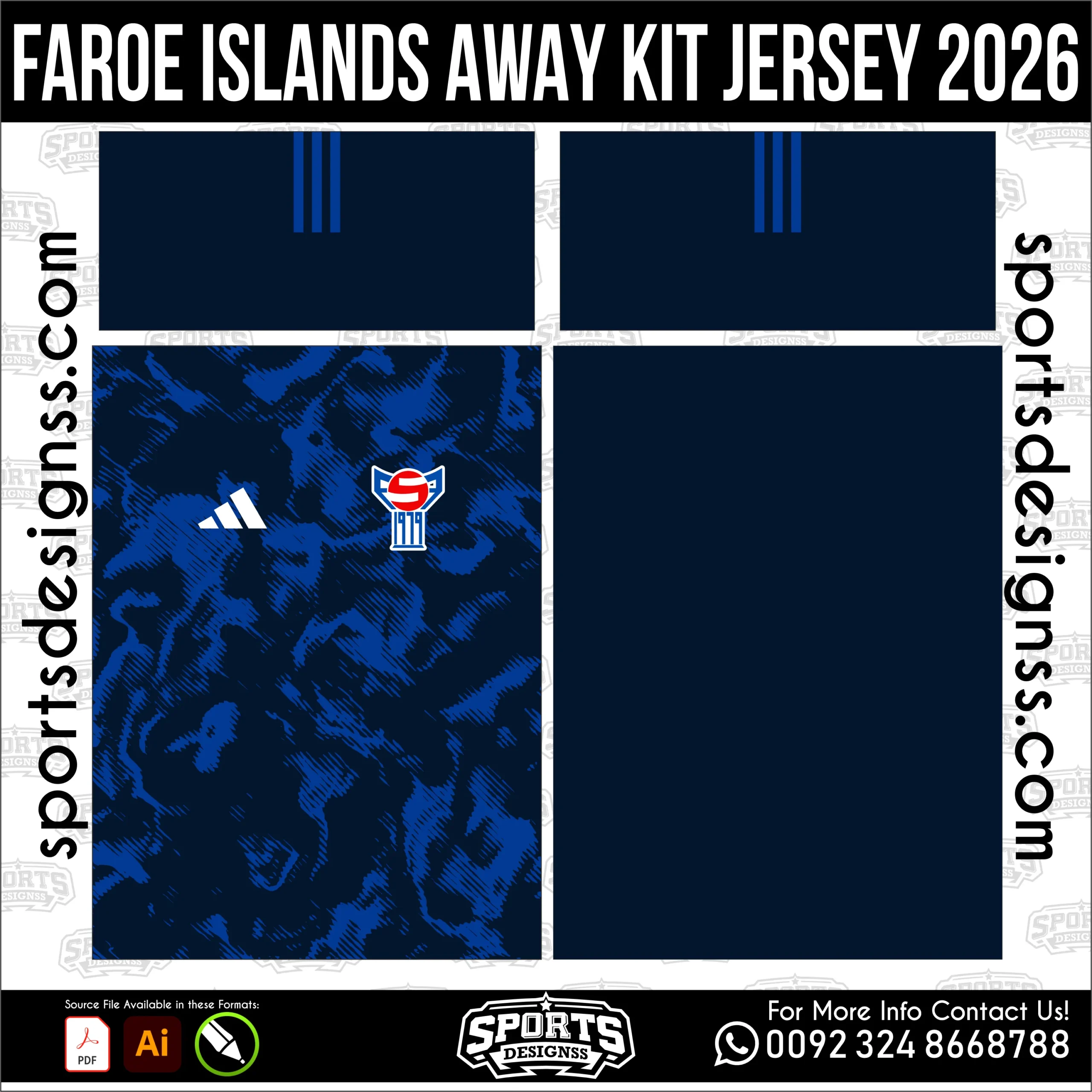 Faroe Islands Away Jersey 2026 - football shirt vector for sublimation printing