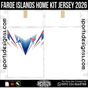 Faroe Islands Home Jersey 2026 - football shirt vector for sublimation printing