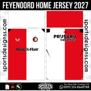 Feyenoord Home Jersey 2027 - football shirt vector for sublimation printing