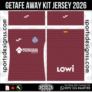 Getafe Away Jersey 2026 - football shirt vector for sublimation printing