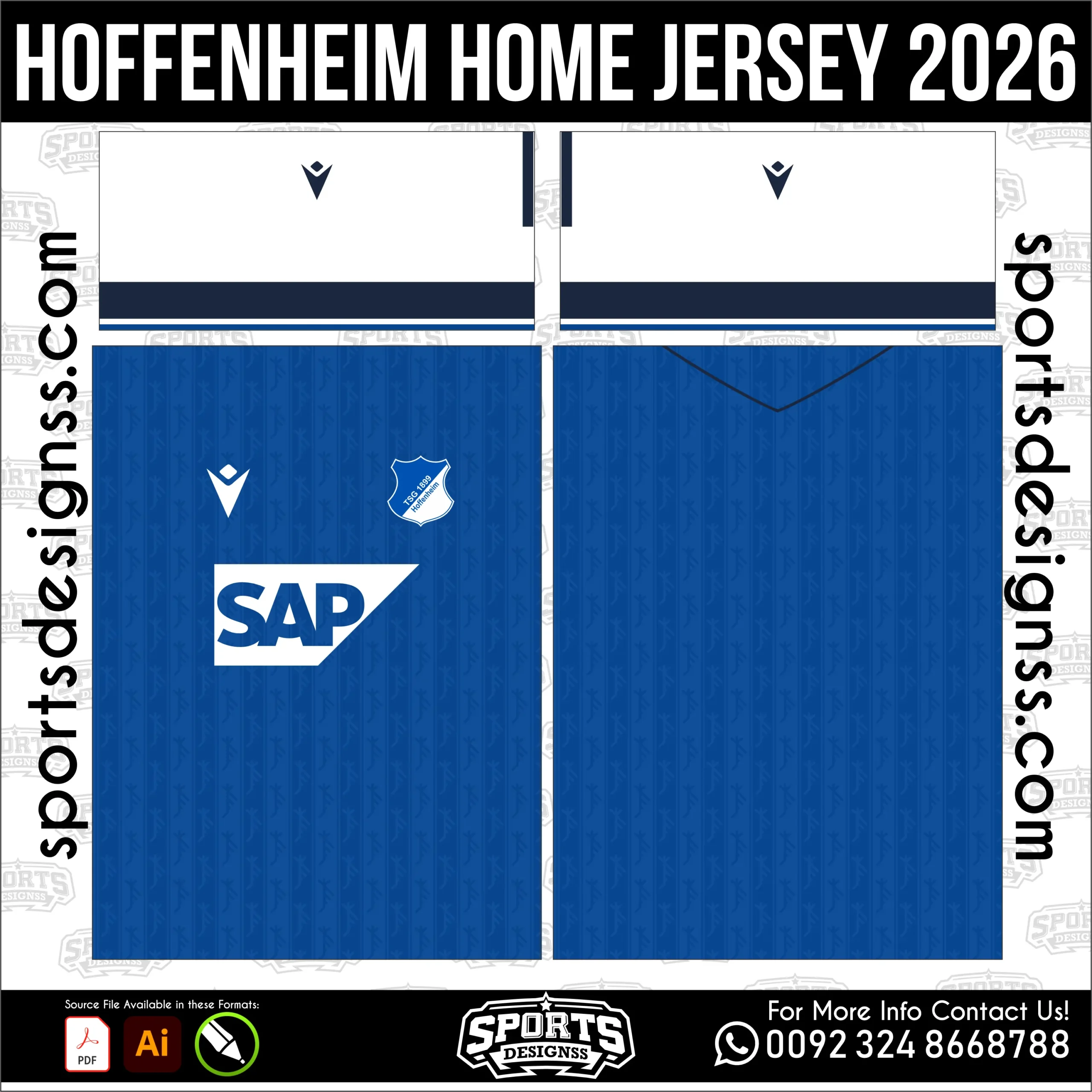 Hoffenheim Home Jersey 2026 - football shirt vector for sublimation printing