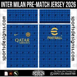 Inter Milan Pre-Match Jersey 2026 - football shirt vector for sublimation printing