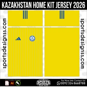 Kazakhstan Home Jersey 2026 - football shirt vector for sublimation printing