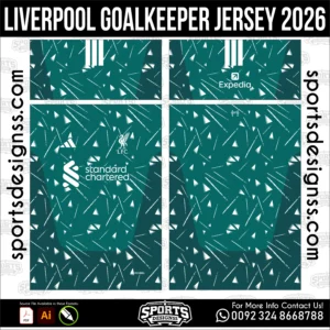 Liverpool Goalkeeper Jersey 2026 - football shirt vector for sublimation printing