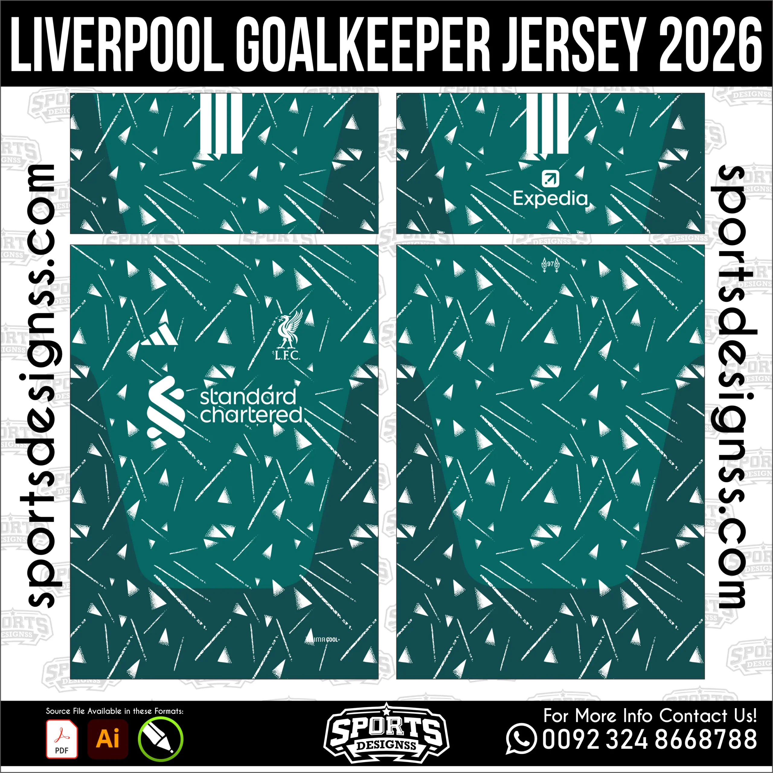 Liverpool Goalkeeper Jersey 2026 - football shirt vector for sublimation printing