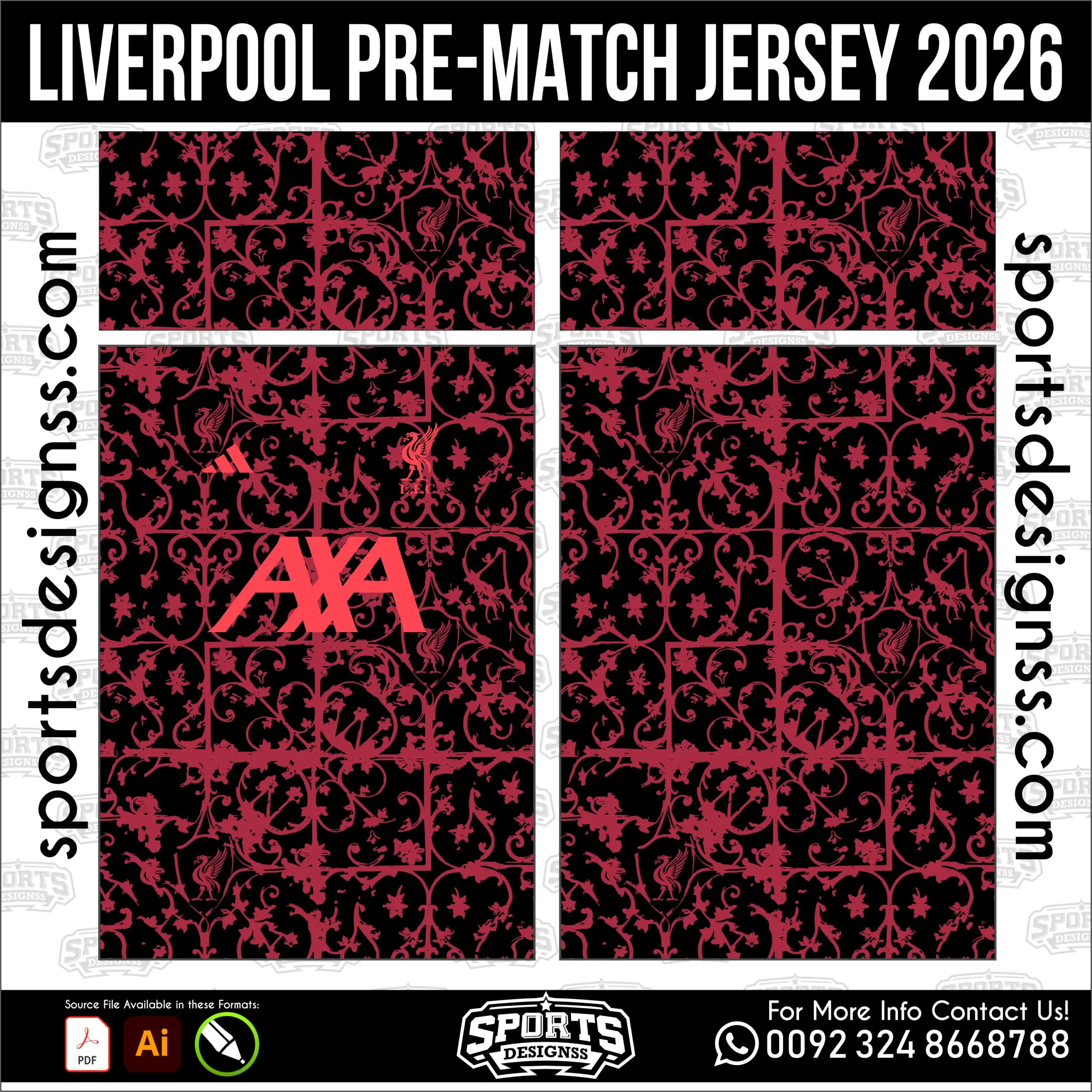Liverpool Pre-Match Jersey 2026 - football shirt vector for sublimation printing