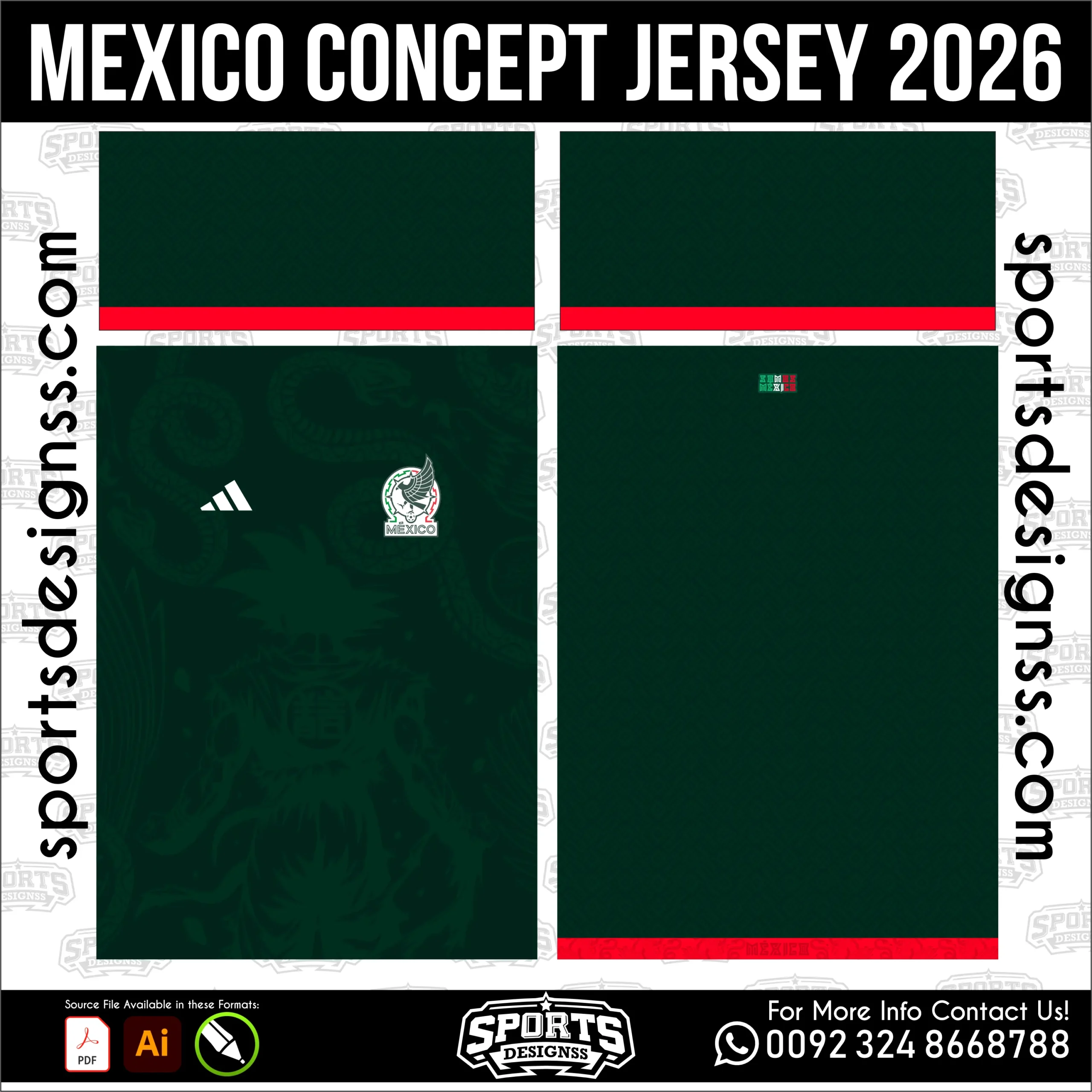 Mexico Concept Jersey 2026 - football shirt vector for sublimation printing
