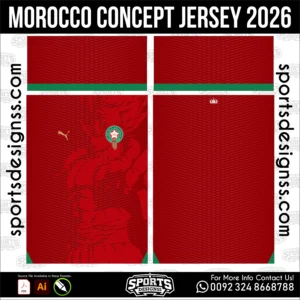 Morocco Concept Jersey 2026 - football shirt vector for sublimation printing