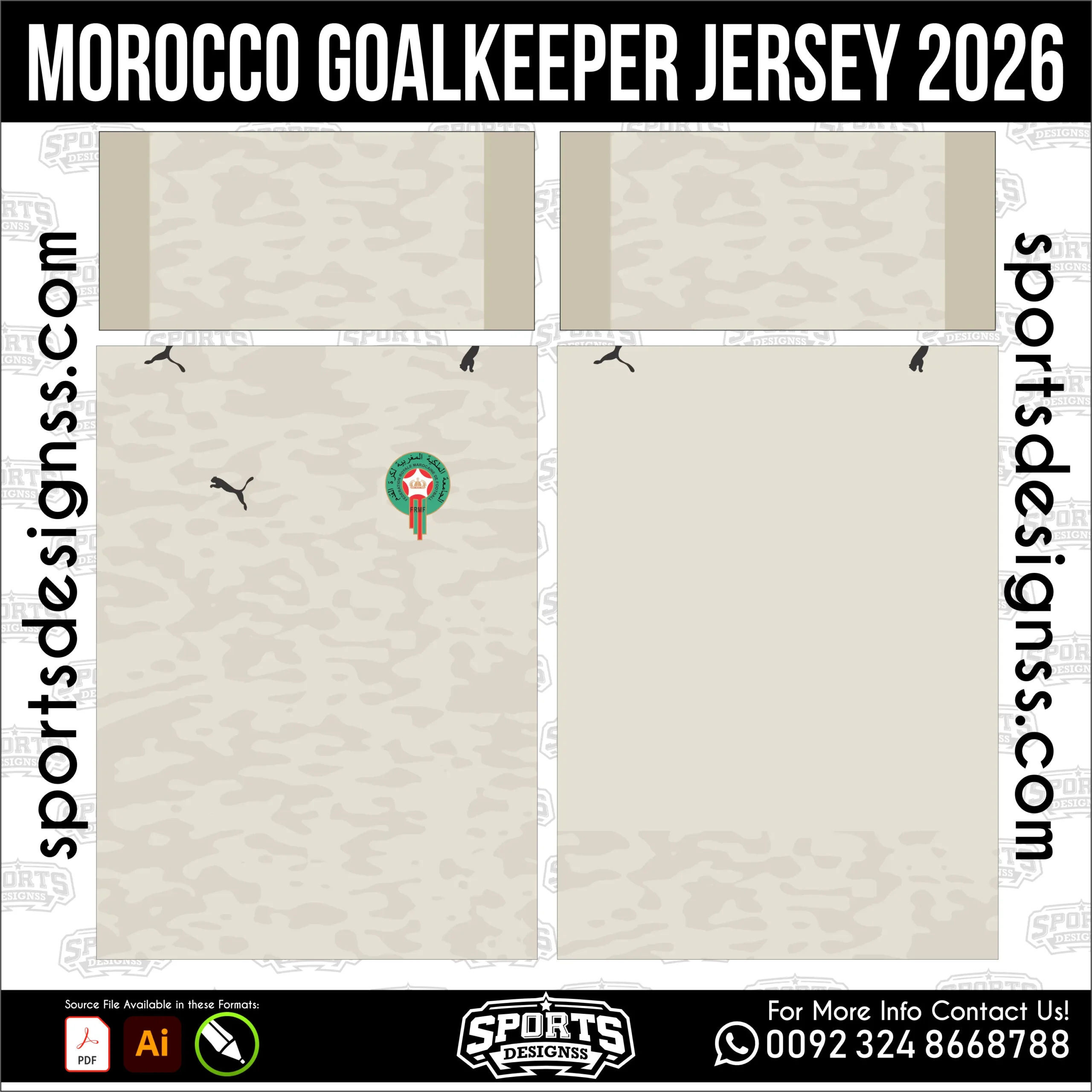 Morocco Goalkeeper Jersey 2026 - football shirt vector for sublimation printing