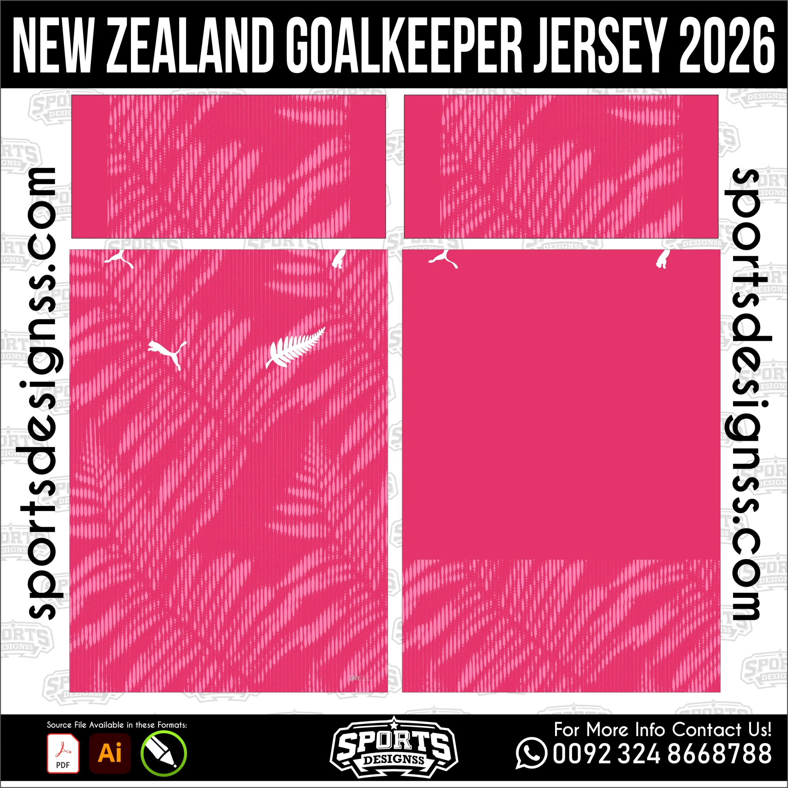New Zealand Goalkeeper Jersey 2026 - football shirt vector for sublimation printing