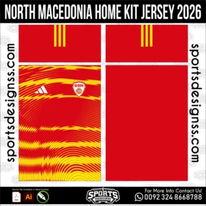 North Macedonia Home Jersey 2026 - football shirt vector for sublimation printing