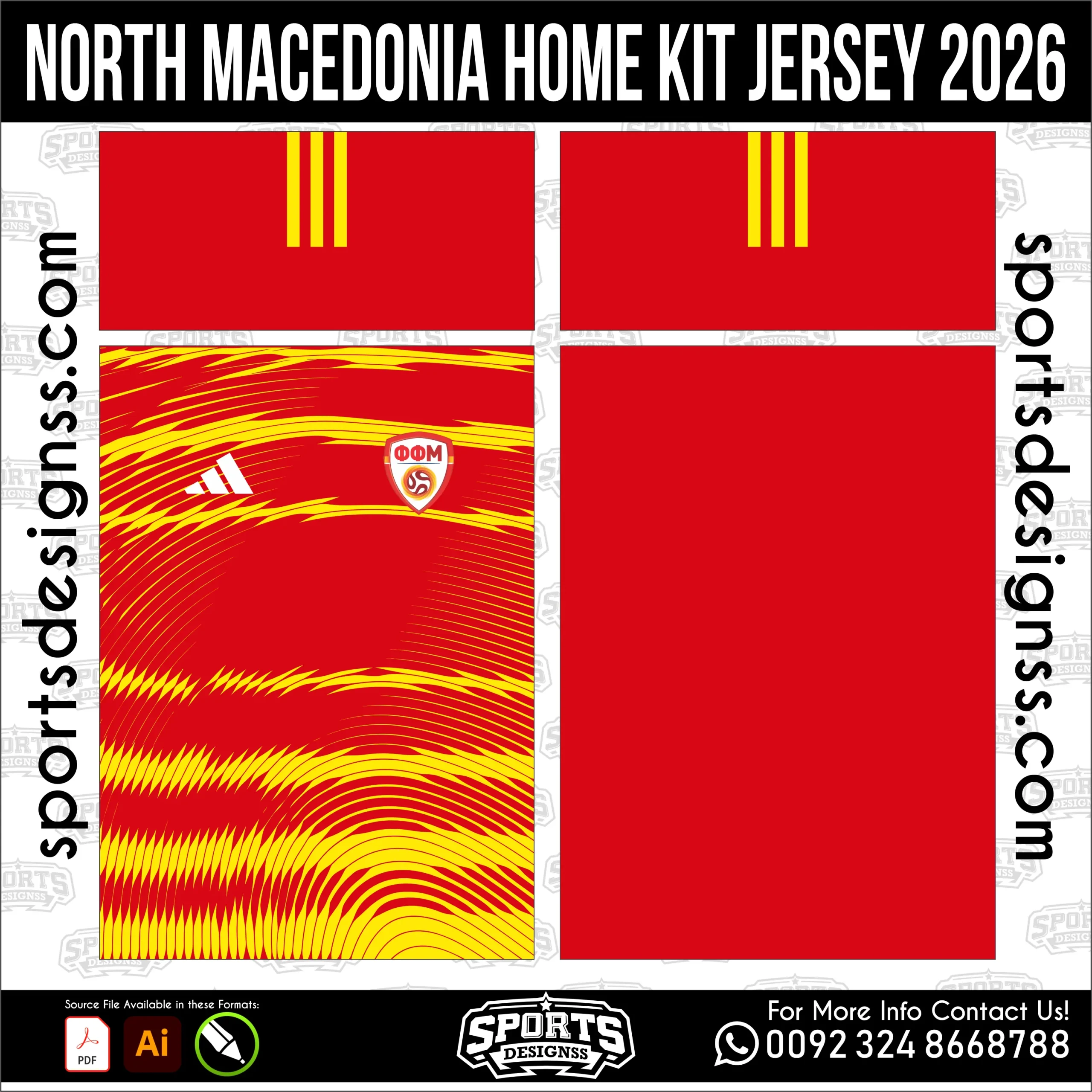 North Macedonia Home Jersey 2026 - football shirt vector for sublimation printing